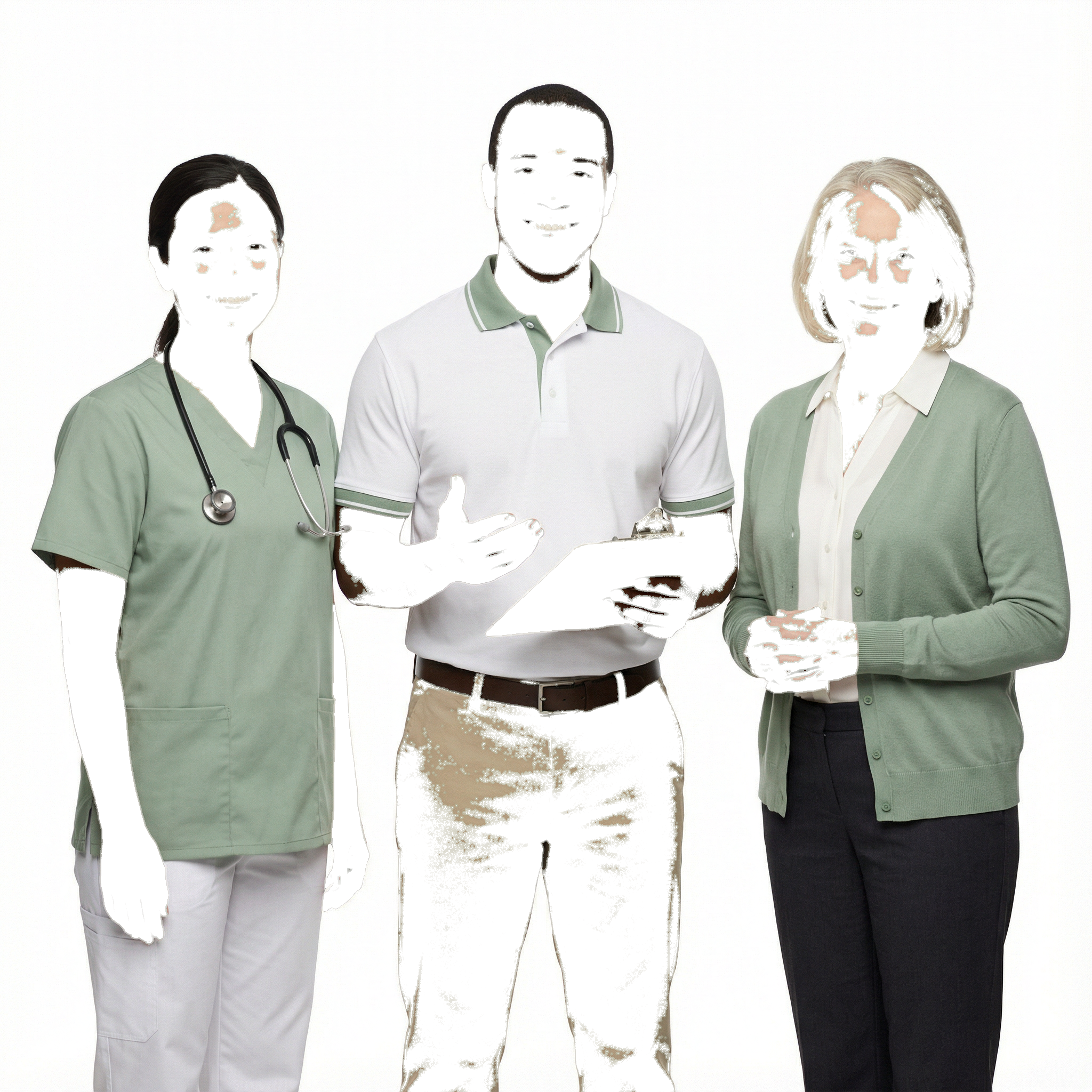 Time de cuidadores sorrindo